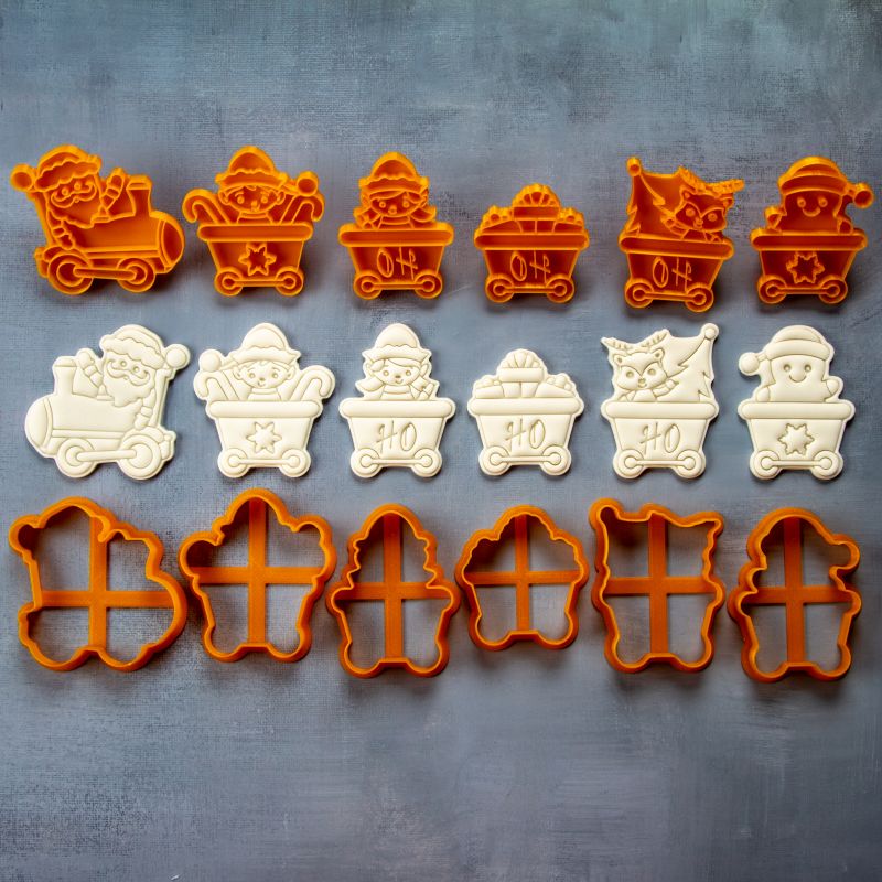 Set 6 decupatoare și ștampile "Tren Crăciun"